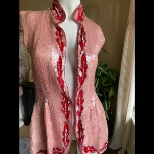 Vintage sleeveless sequined jacket